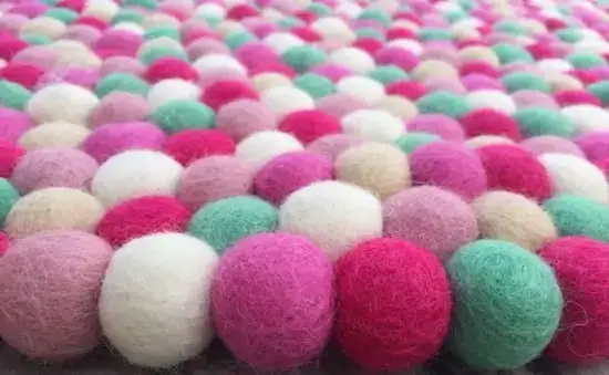 Handmade Felt Pink Fantasy Ball Rug