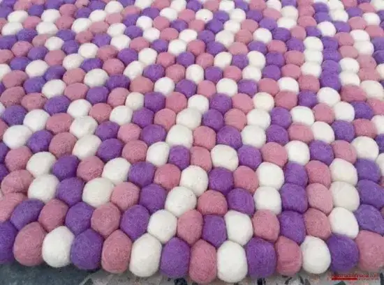 Handmade Felt Purple/Pink Ball Rug