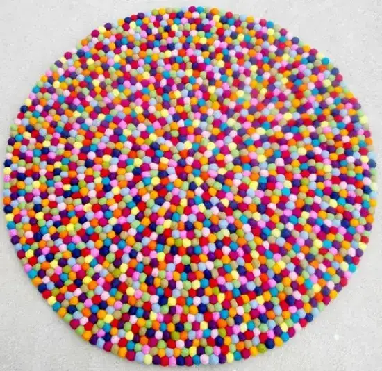 Handmade Felt  Multicolour Ball Rug